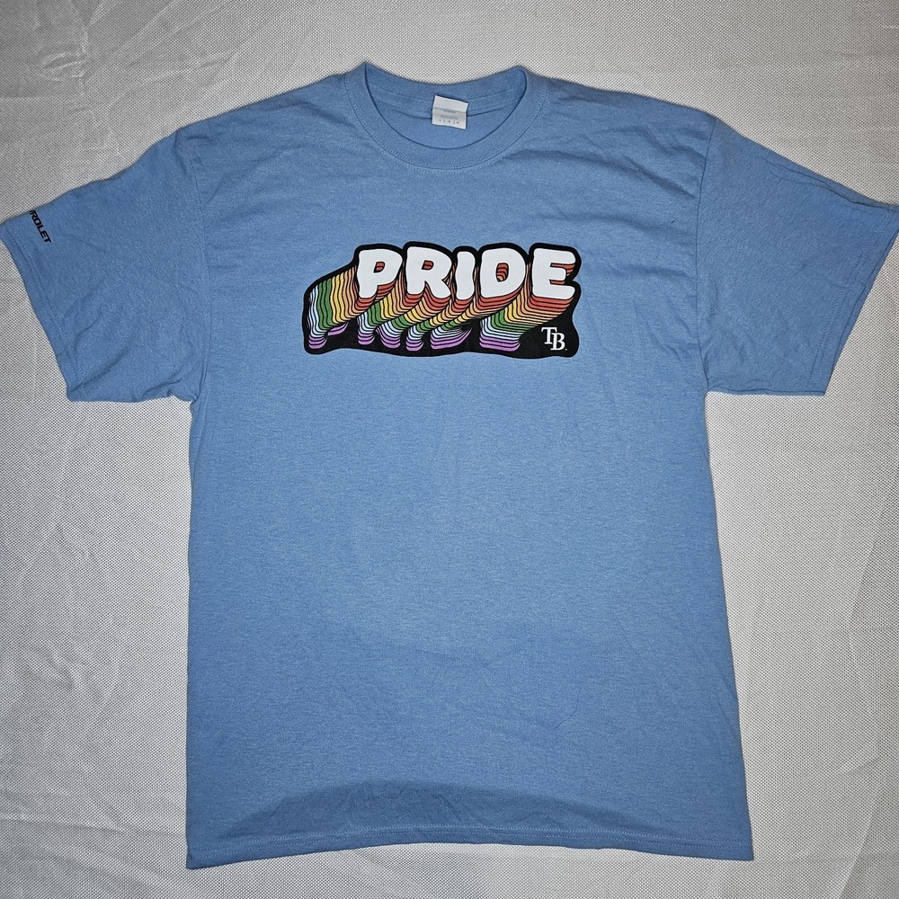 Tampa Bay Rays Pride T-Shirt Mens Large Blue Port & Company‎ Chevrolet MLB Tee
